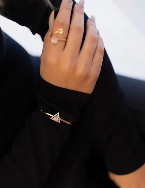 PULSEIRA BRACELETE FECHADO ZIRC TRION CRAV EM VOLTA DOURADO