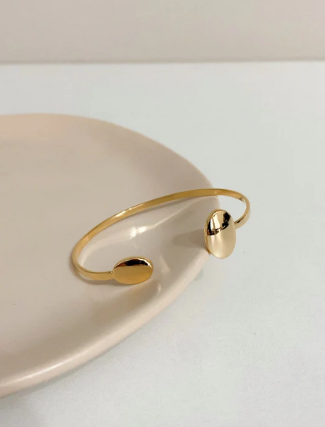 PULSEIRA BRACELETE DOIS OVAIS LISOS GIULIA DOURADO