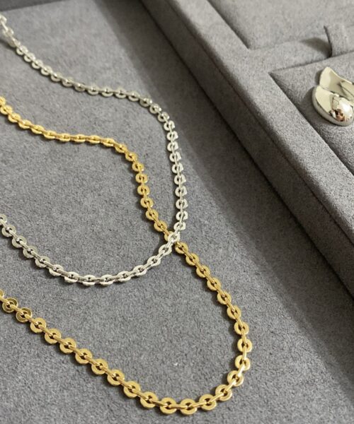 COLAR CHOKER NINA ELOS REDONDOS CHATOS RODIO BRANCO