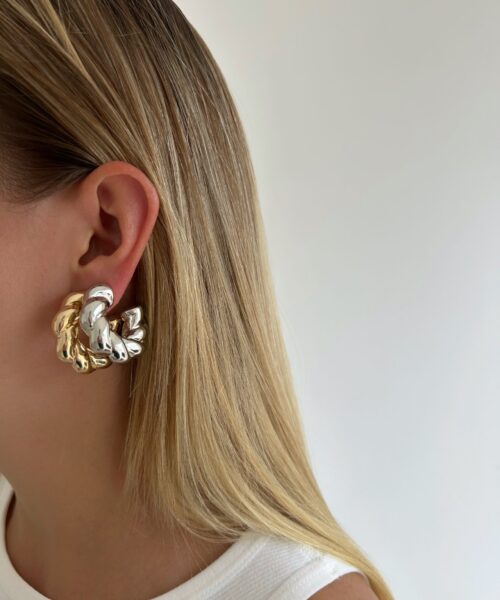 BRINCO ARGOLA TUBO TORCIDO RODIO BRANCO