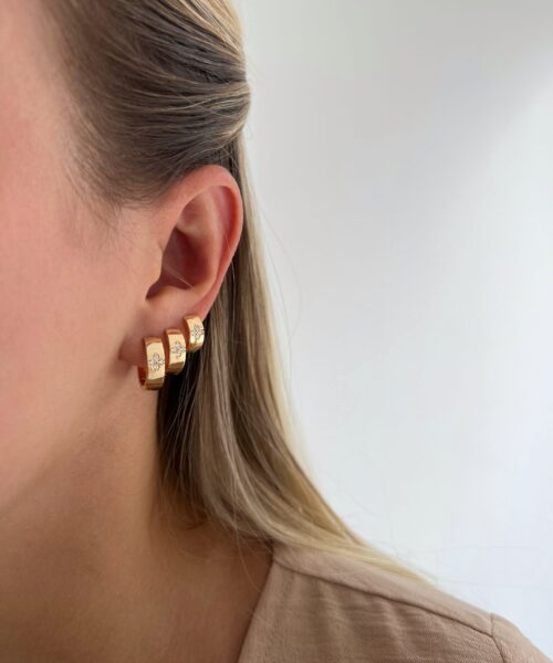 BRINCO ARGOLA TREVO LARGA LISA (G) DOURADO