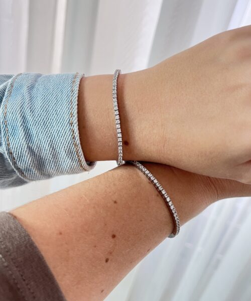 PULSEIRA RIVIERA 4 PONTAS 2MM RODIO BRANCO (15CM)