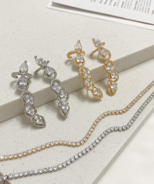 BRINCO EAR CUFF PIERCING GOTINHAS ZIRCONIA RODIO BRANCO