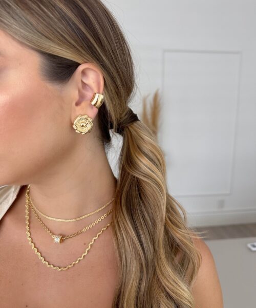 PIERCING FAKE TUBO LARGO LISO DROP DOURADO