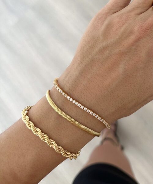 PULSEIRA CORDÃO BAIANO GROSSA 5MM 16CM DOURADO