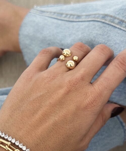 ANEL ABERTO QUATRO BOLAS DOURADO