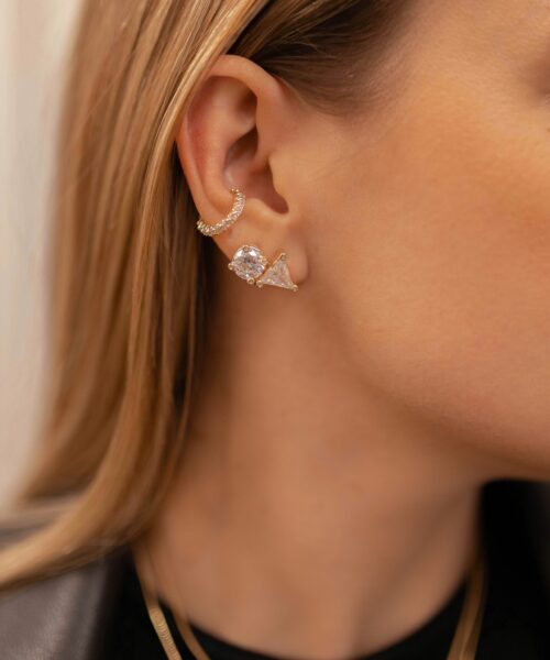 PIERCING FAKE CRAVACAO UNICA FINO ZIRCONIA DOURADO