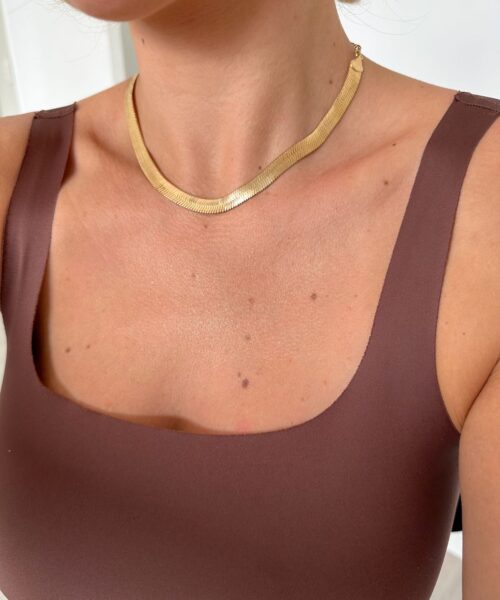 COLAR CHOKER FITA LAMINADA 7MM DOURADO