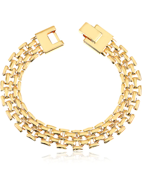 PULSEIRA CORRENTE RELOGIO FECHO QUADRADO 1CM 16CM DOURADO