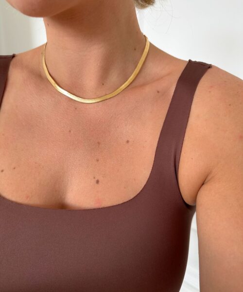 COLAR CHOKER FITA LAMINADA 5MM DOURADO