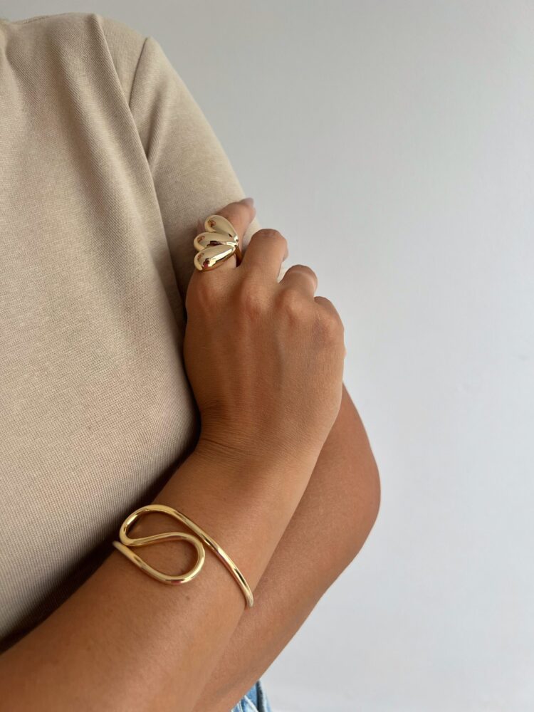 PULSEIRA BRACELETE TUBO INFINITY DOURADO