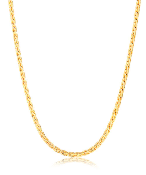 COLAR TRANÇADO 2MM 42CM DOURADO