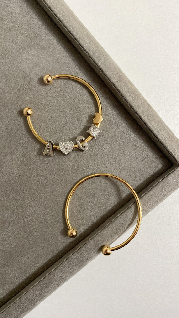 PULSEIRA BRACELETE TUBO COM BOLA 3MM DOURADO