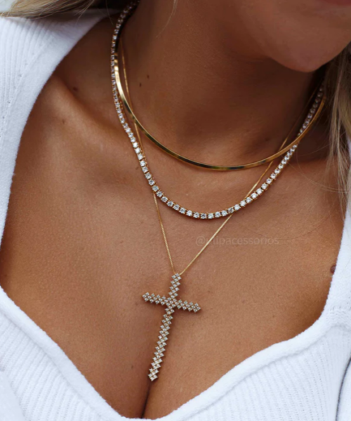 COLAR RIVIERA TRAMA RIGIDA 45CM DOURADO