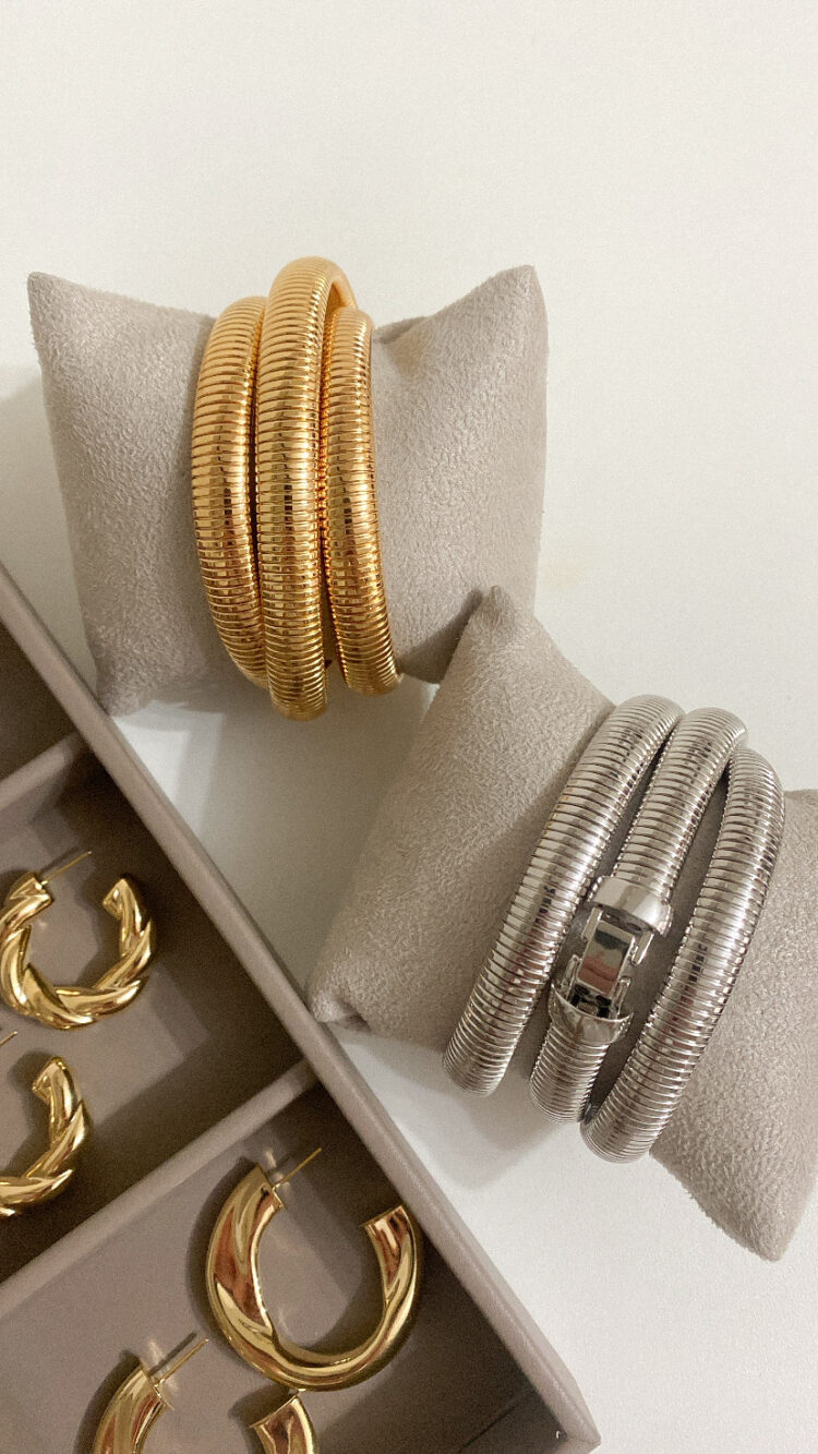 PULSEIRA MALHA LARGA TRES VOLTAS 60CM DOURADO